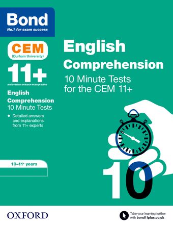 BOND 11+ CEM Comprehension 10 Minute Tests 10-11 Years book cover