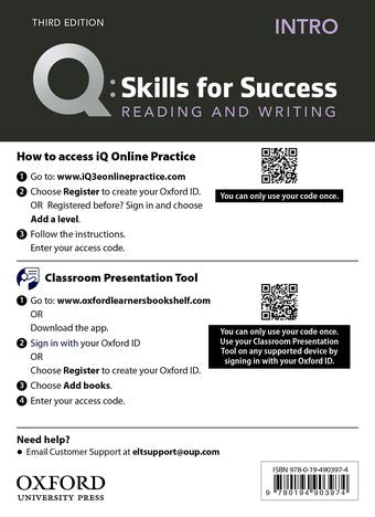 Q Skills for Success Intro Level Reading and Writing Teacher's Access Card book cover