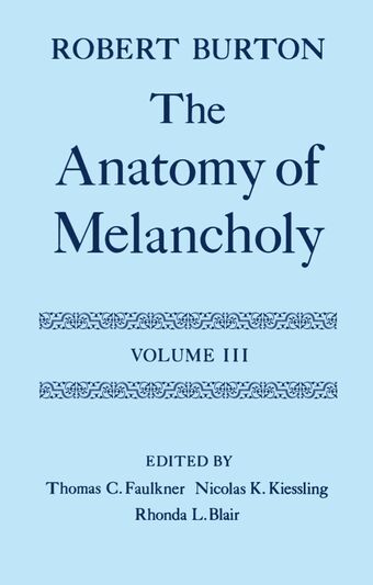 The Anatomy of Melancholy, Volume III book cover