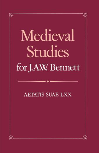 Medieval Studies for J. A. W. Bennett book cover