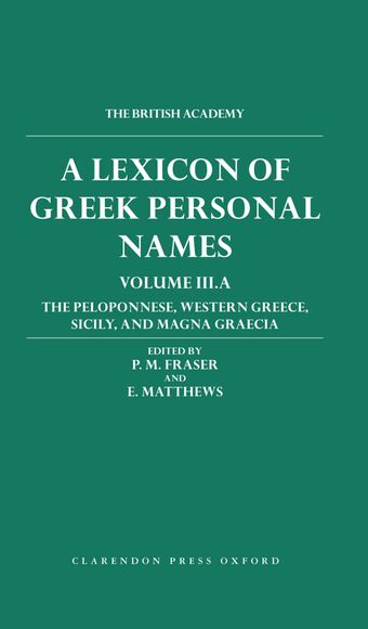 A Lexicon of Greek Personal Names book cover