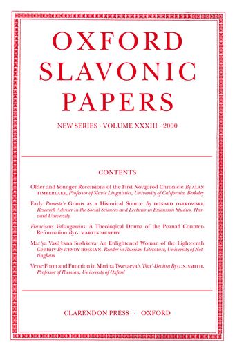 Oxford Slavonic Papers book cover