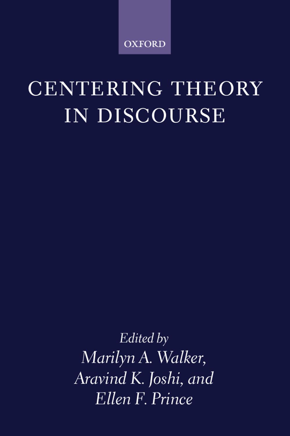 Centering Theory in Discourse book cover