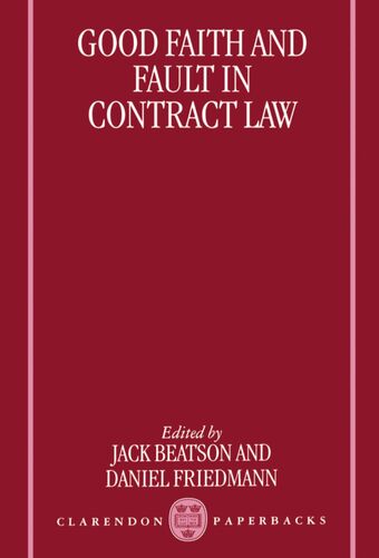 Good Faith and Fault in Contract Law book cover