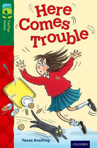 TreeTops Fiction Level 12A Here Comes Trouble book cover