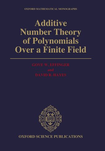 Additive Number Theory of Polynomials over a Finite Field book cover