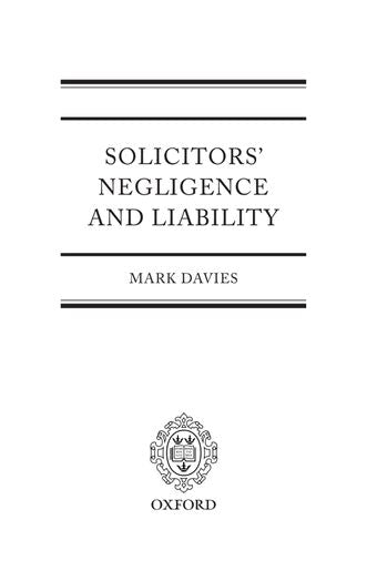 Solicitors' Negligence and Liability book cover