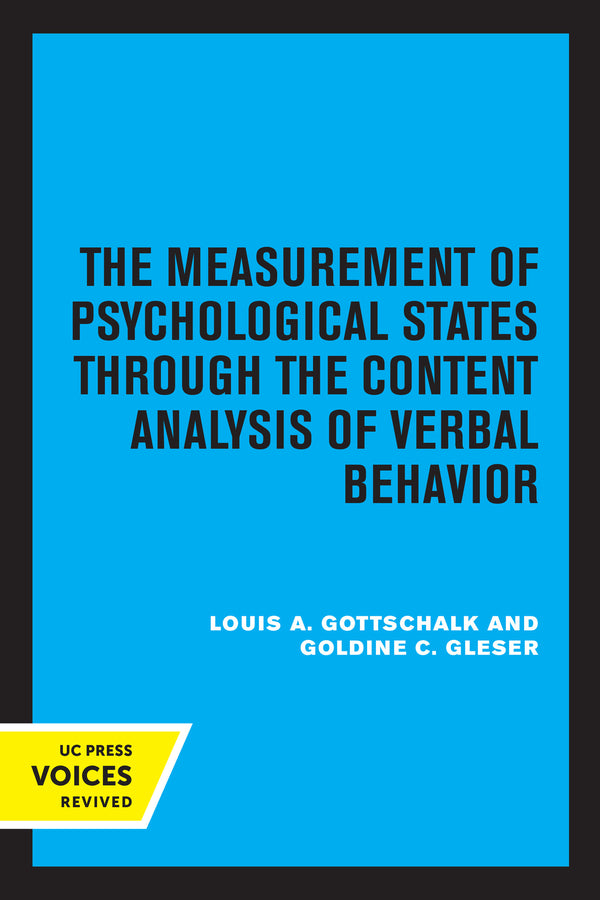 The Measurement of Psychological States Through the Content Analysis of Verbal Behavior cover