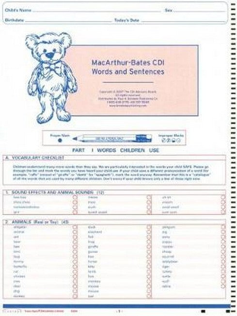 MacArthur Communicative Development Inventories (CDI) cover