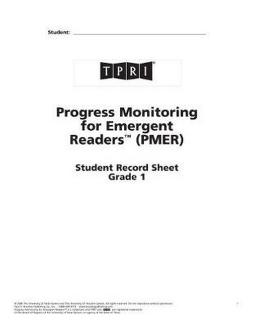 PMER Student Record Sheets cover
