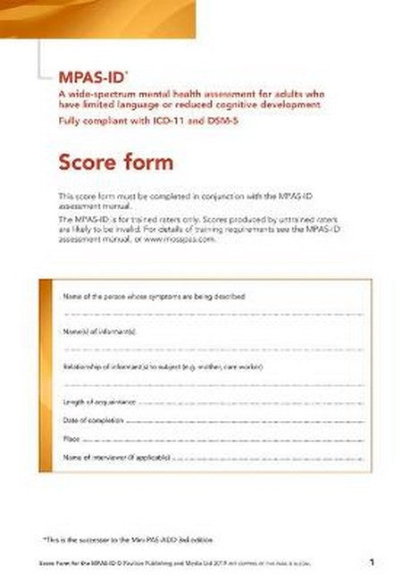 Moss-Pas (ID) Interview Score Forms cover