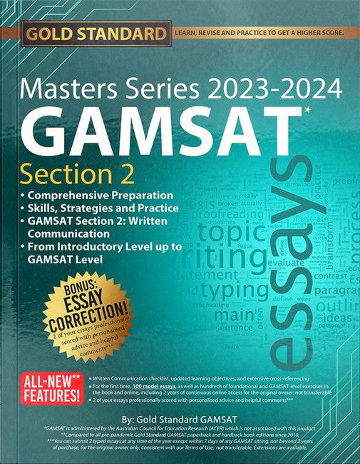 2023-2024 Masters Series GAMSAT Section 2 Preparation by Gold Standard cover