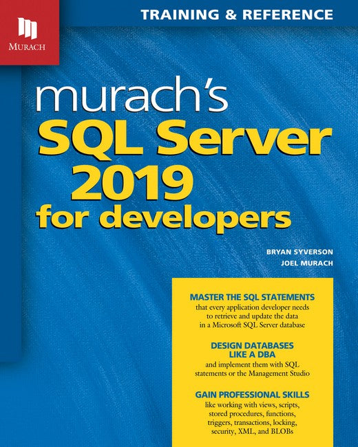 Murach's SQL Server 2019 for Developers cover