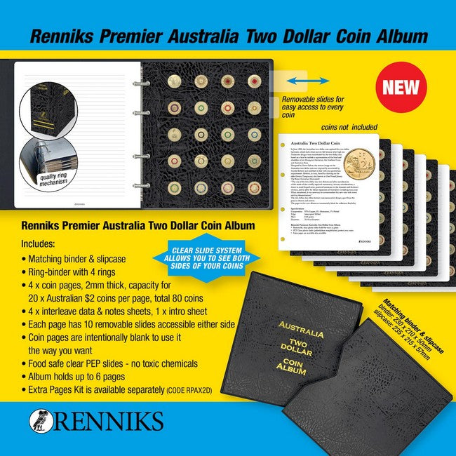 Renniks Premier Australia Two Dollar Coin Album: Coin storage album for two dollar coins