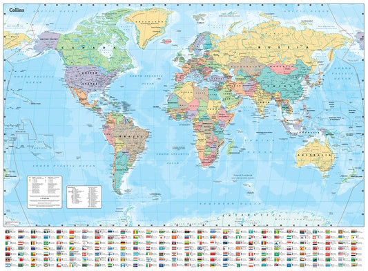 Collins World Wall Laminated Map