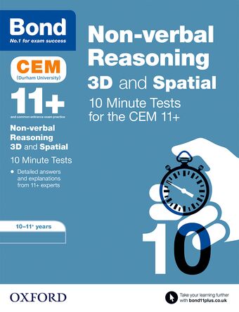 Bond 11+ CEM 3D Non-Verbal Reasoning 10 Minute Tests 10-11 Years book cover