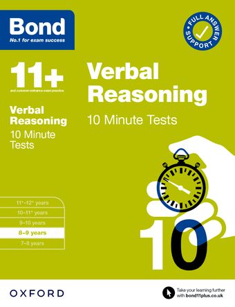 Bond 11+ 10 Minute Tests Verbal Reasoning 8 9 Years book cover
