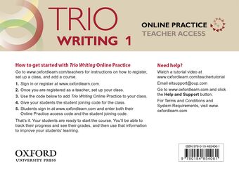 Trio Writing 1 Online Teacher's Access Stand-alone Pack book cover