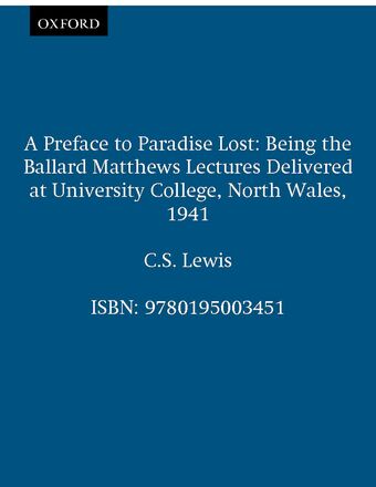 A Preface to Paradise Lost book cover
