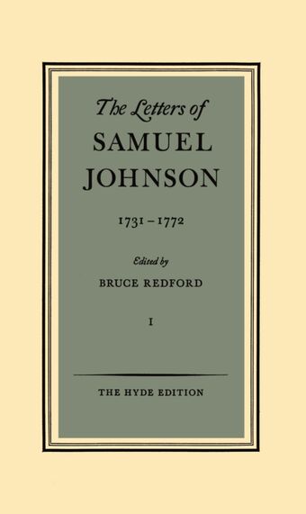 The Letters of Samuel Johnson: Volume I: 1731-1772 book cover