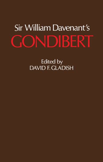 Sir William Davenant's Gondibert book cover