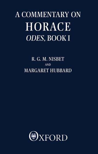 A Commentary on Horace: Odes: Book 1 book cover