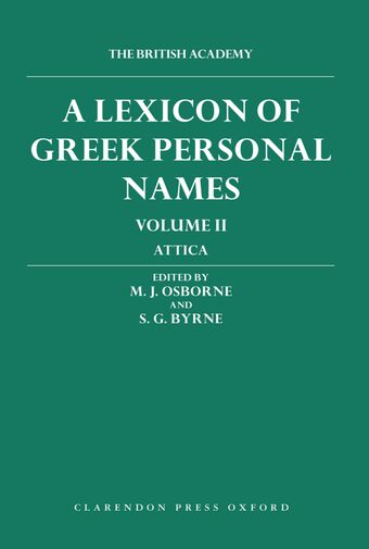A Lexicon of Greek Personal Names book cover