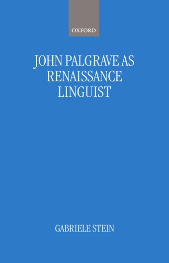 John Palsgrave as Renaissance Linguist book cover