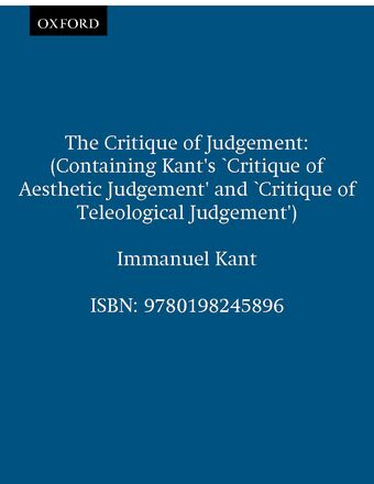 The Critique of Judgement book cover