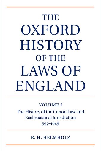 The Oxford History of the Laws of England: Volume I book cover