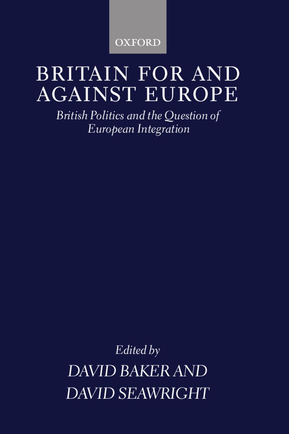 Britain for and Against Europe book cover
