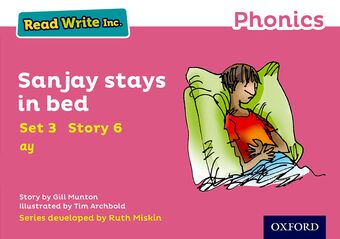 Read Write Inc Phonics: Pink Set 3 Storybook 6 Sanjay Stays in Bed book cover