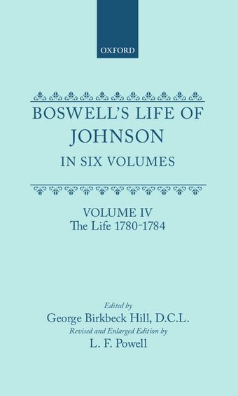 Boswell's Life of Johnson in Six Volumes: Volume IV book cover