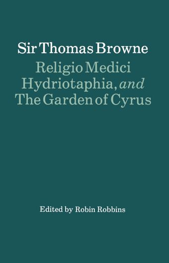 Religio Medici, Hydriotaphia and the Garden of Cyrus book cover