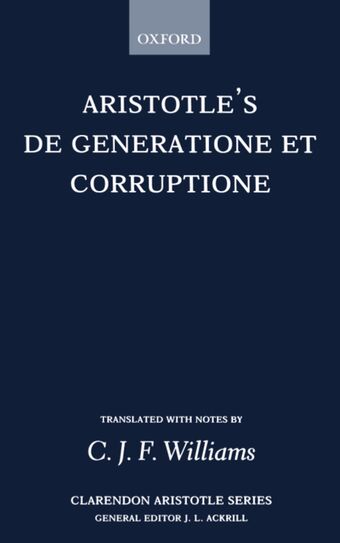 De Generatione et Corruptione book cover