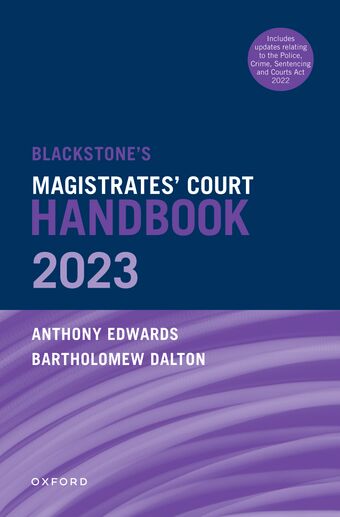 Blackstone's Magistrates' Court Handbook 2023 book cover
