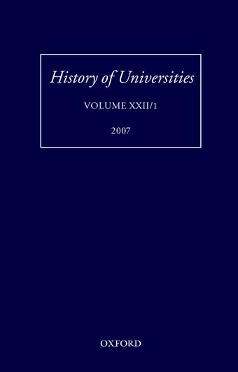 History of Universities, Volume, XXII/1: 2007 book cover