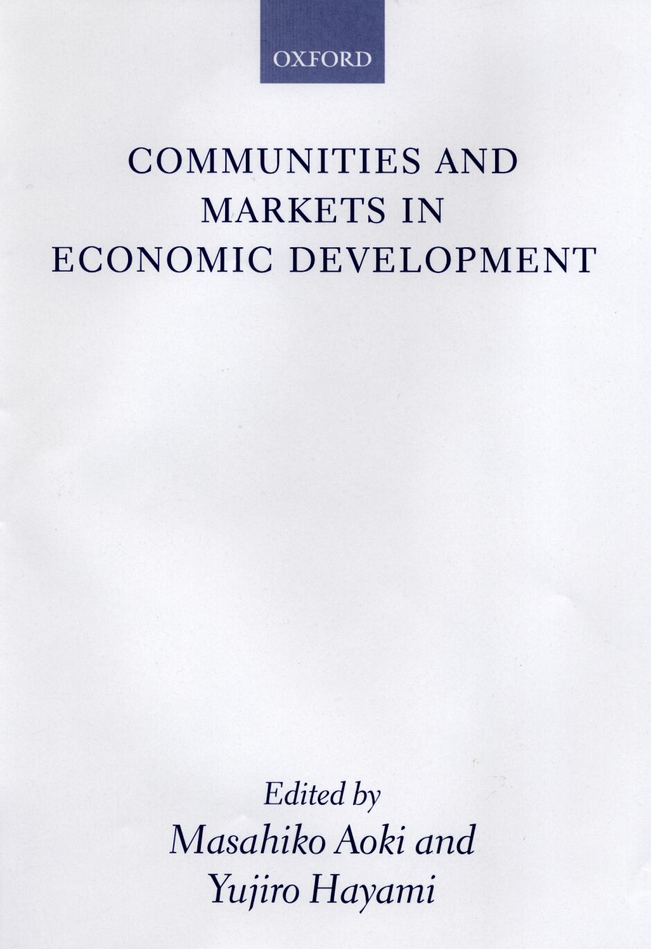 Communities and Markets in Economic Development book cover
