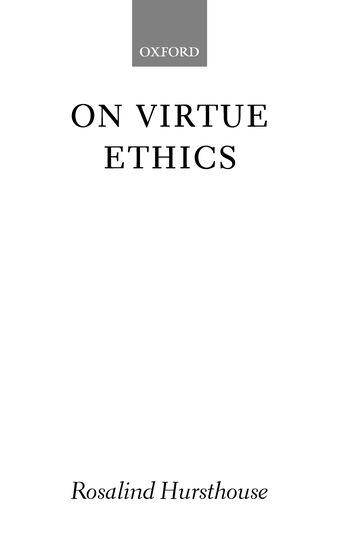 On Virtue Ethics book cover