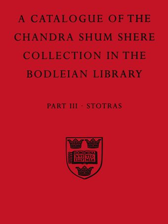 A Catalogue of the Chandra Shum Shere Collection in the Bodleian Library book cover