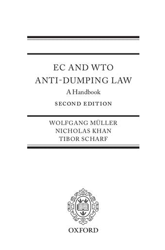 EC and WTO Anti-Dumping Law book cover