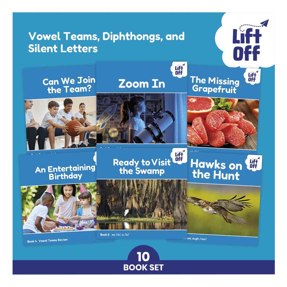 Phonic Books Lift Off Readers Vowel Teams, Diphthongs, and Silent Letters book cover