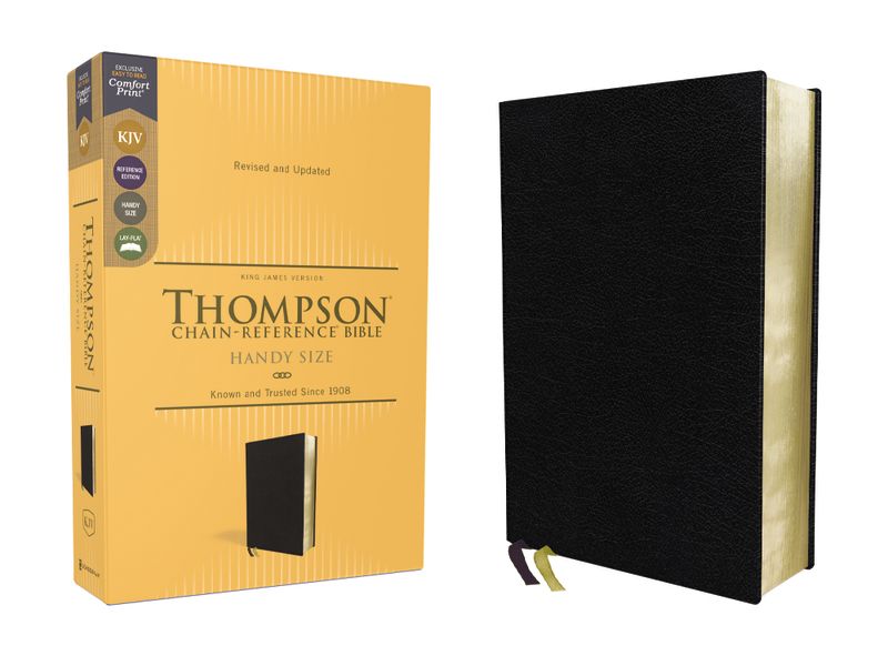 KJV, Thompson Chain-Reference Bible, Handy Size, European Bonded Leather, Red Letter, Comfort Print (Black)