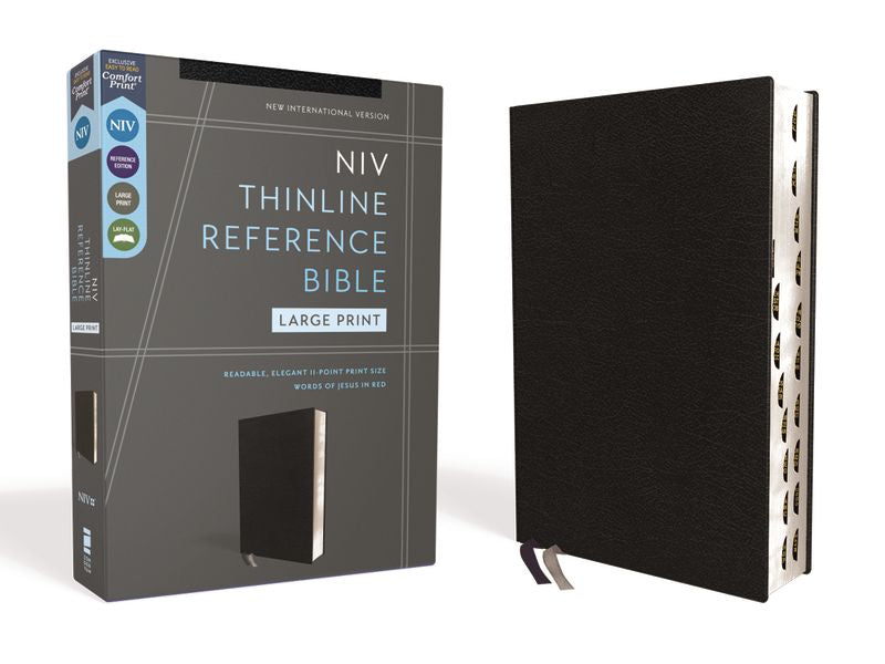 NIV, Thinline Reference Bible, Large Print, Red Letter, Thumb Indexed, Comfort Print [Black]
