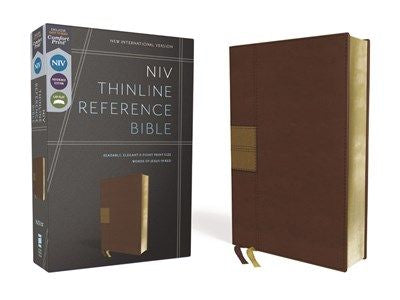 NIV, Thinline Reference Bible, Brown, Red Letter, Comfort Print (Brown)