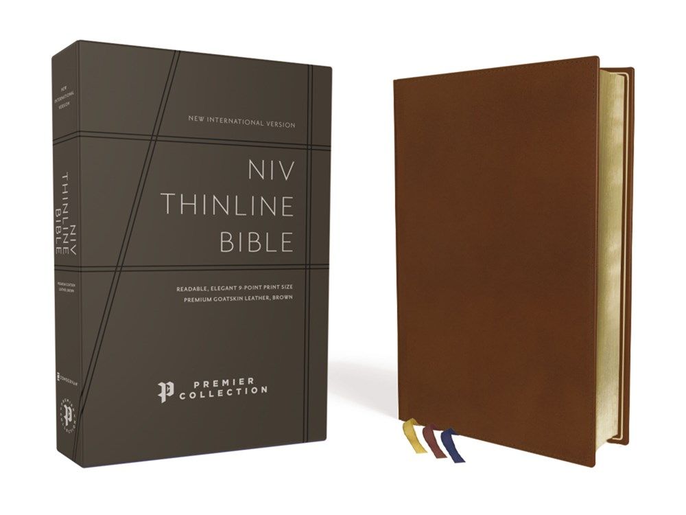 NIV Thinline Bible, Premier Collection, Black Letter, Art Gilded Edges, Comfort Print [Brown]