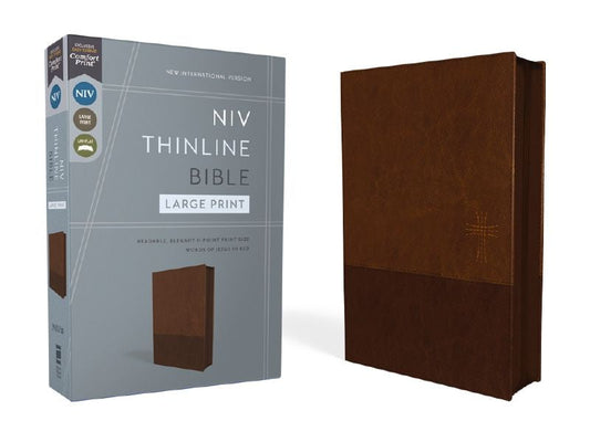 NIV, Thinline Bible, Large Print, Zippered, Red Letter, Comfort Print [brown]