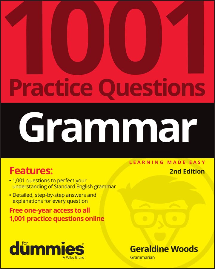 Grammar: 1001 Practice Questions For Dummies (+ Free Online Practice) cover