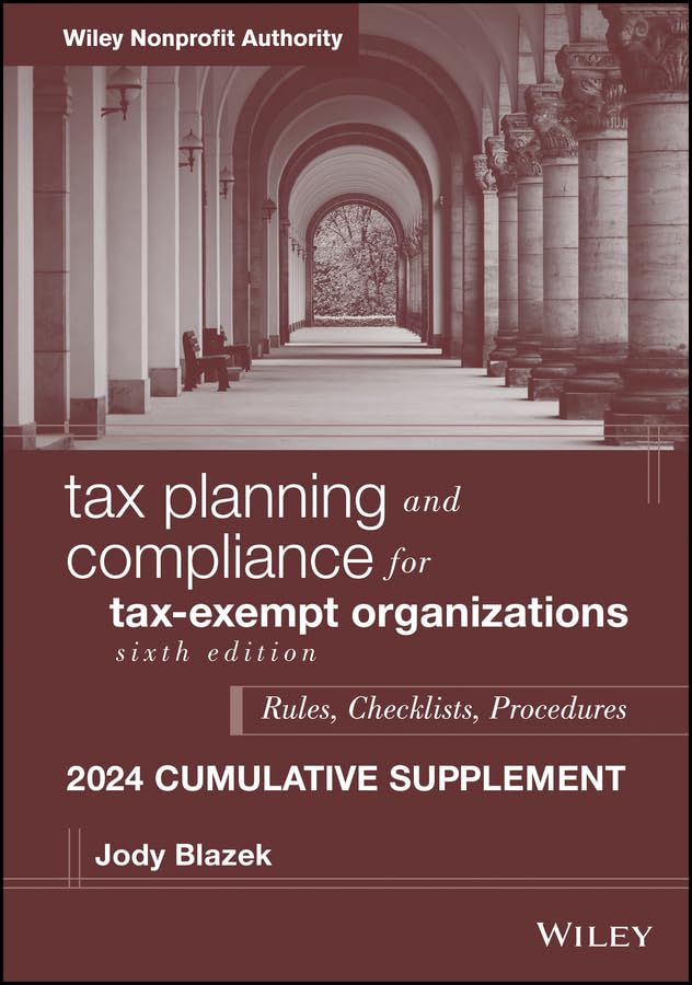 Tax Planning and Compliance for Tax-Exempt Organizations, 2024 Cumulative Supplement cover