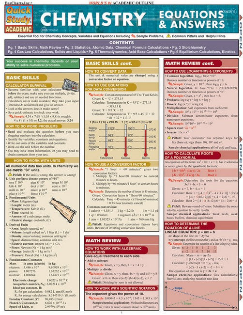 Chemistry Equations & Answers cover